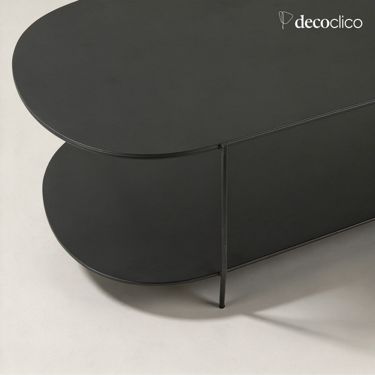 Mesa de centro ovalada de dos niveles en metal negro mate Bellevue