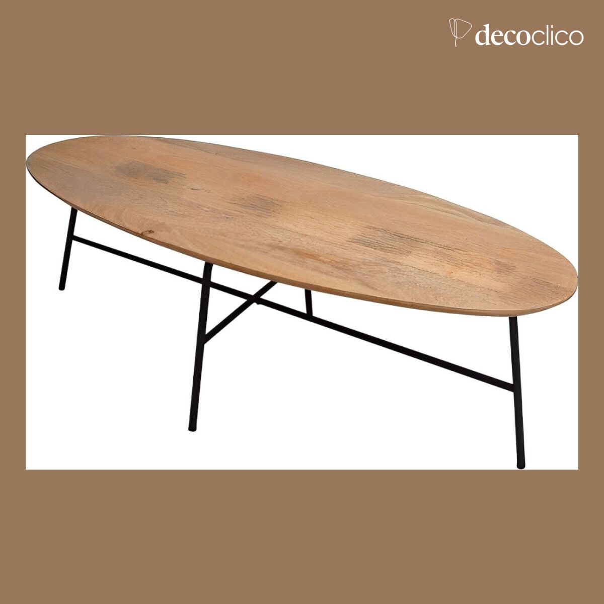 Mesa de centro ovalada de madera de mango y metal Alban 