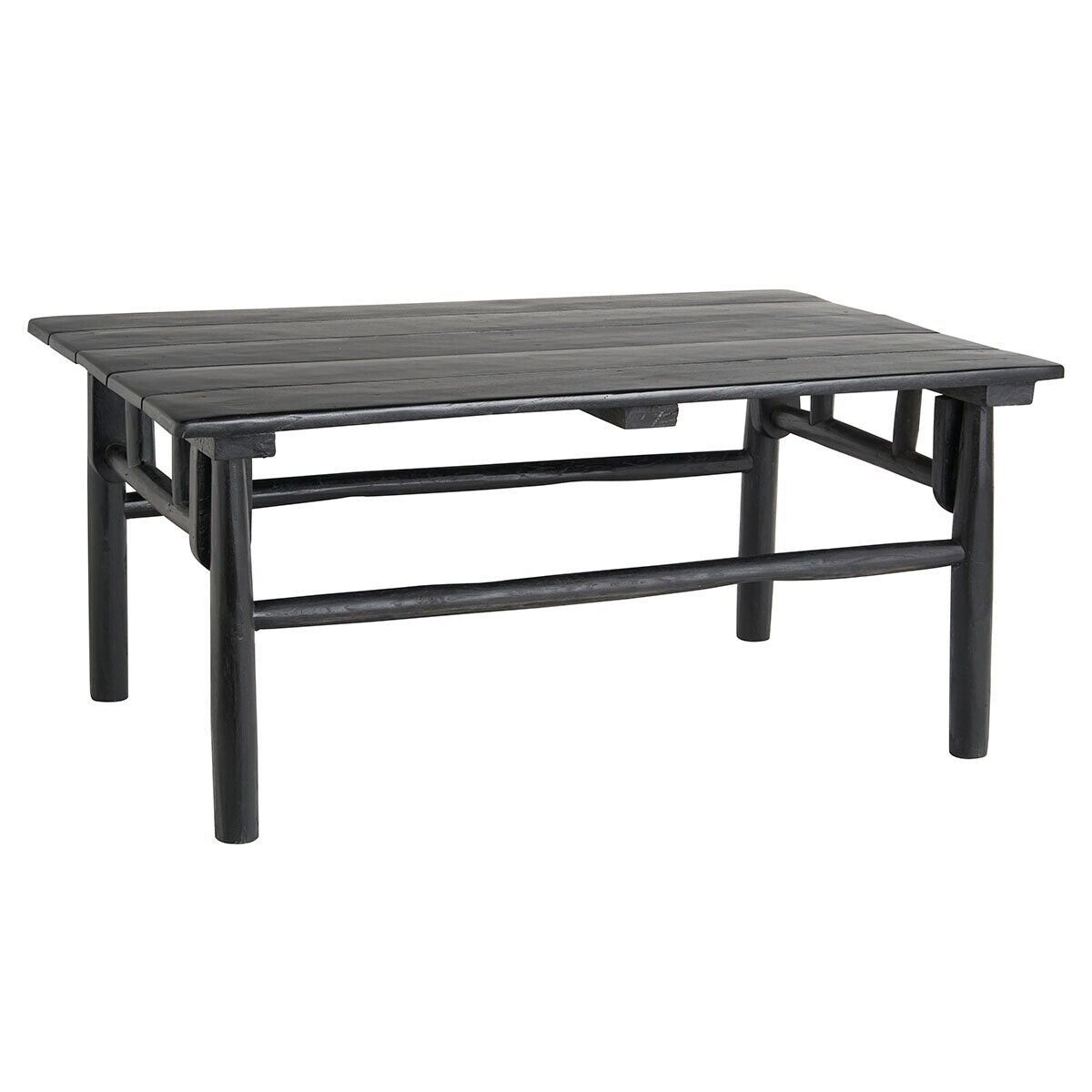 Mesa de centro rectangular de madera de teca teñida de negro mate Pepper
