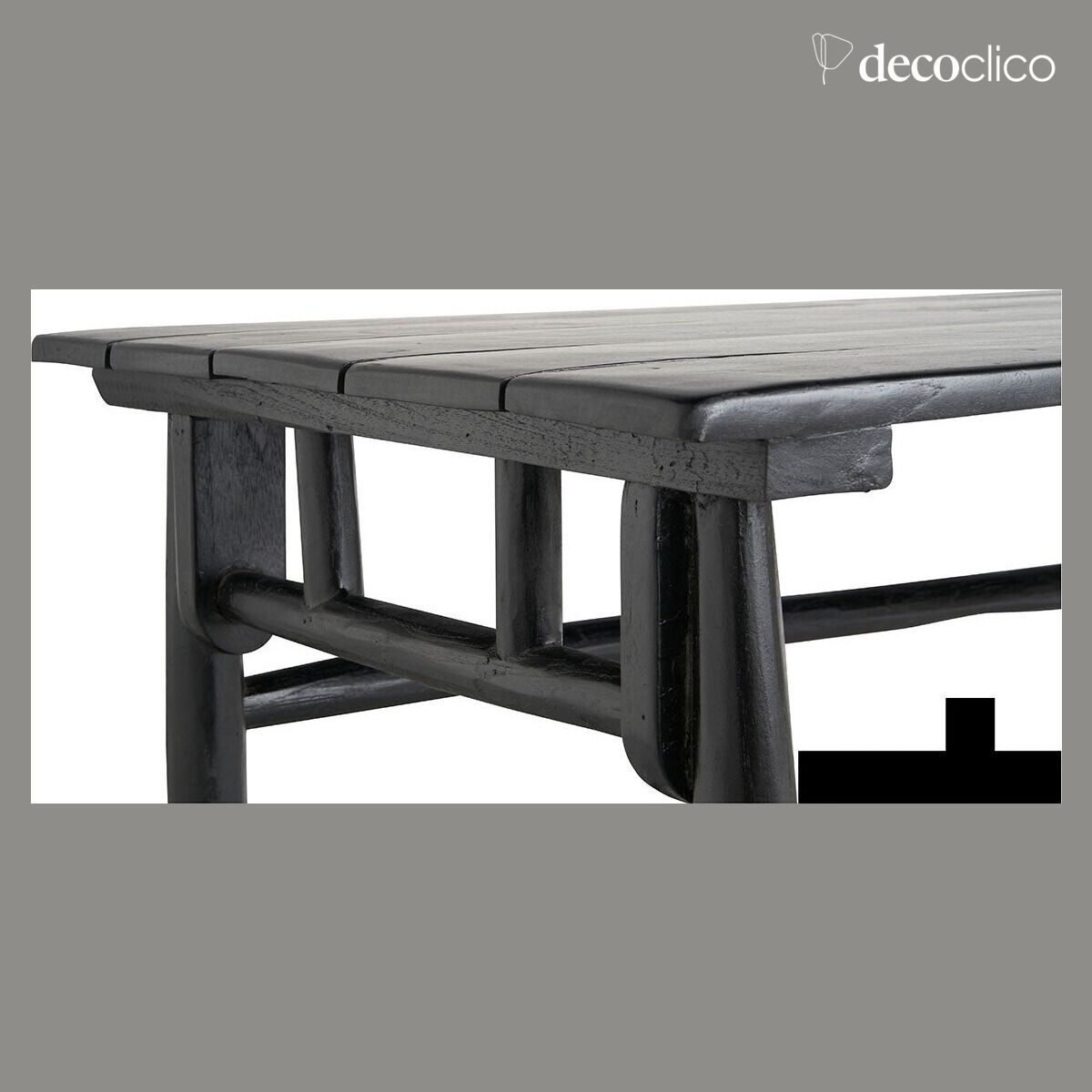 Mesa de centro rectangular de madera de teca teñida de negro mate Pepper