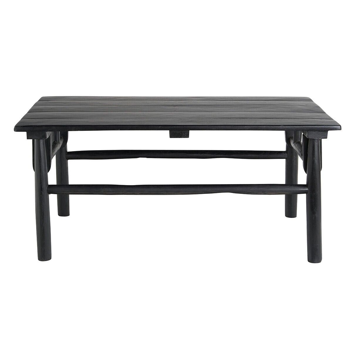 Mesa de centro rectangular de madera de teca teñida de negro mate Pepper