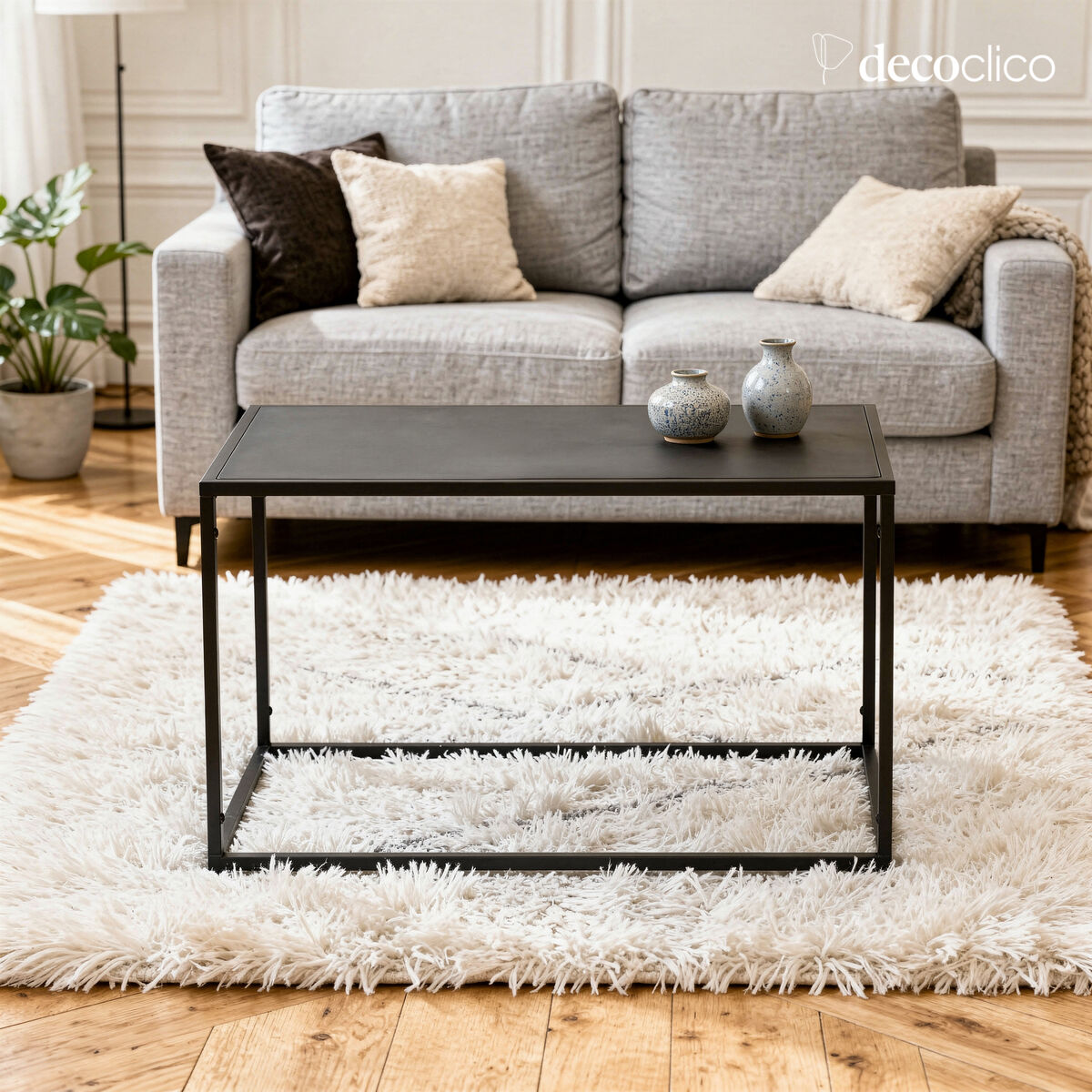 Mesa de centro rectangular de metal negro mate Bricklane