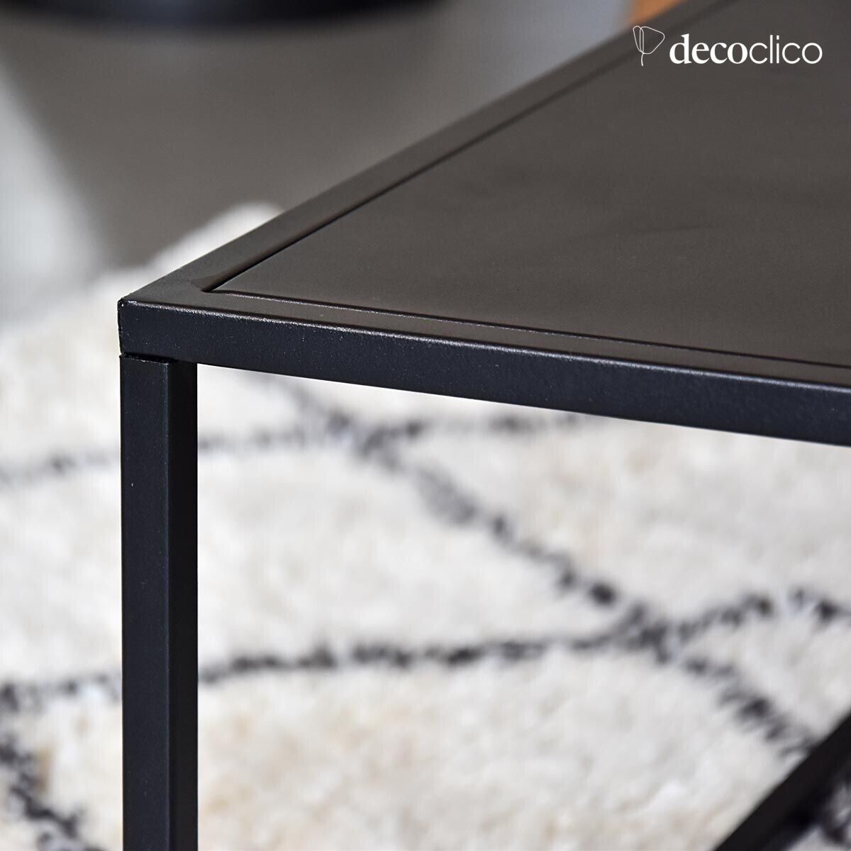 Mesa de centro rectangular de metal negro mate Bricklane