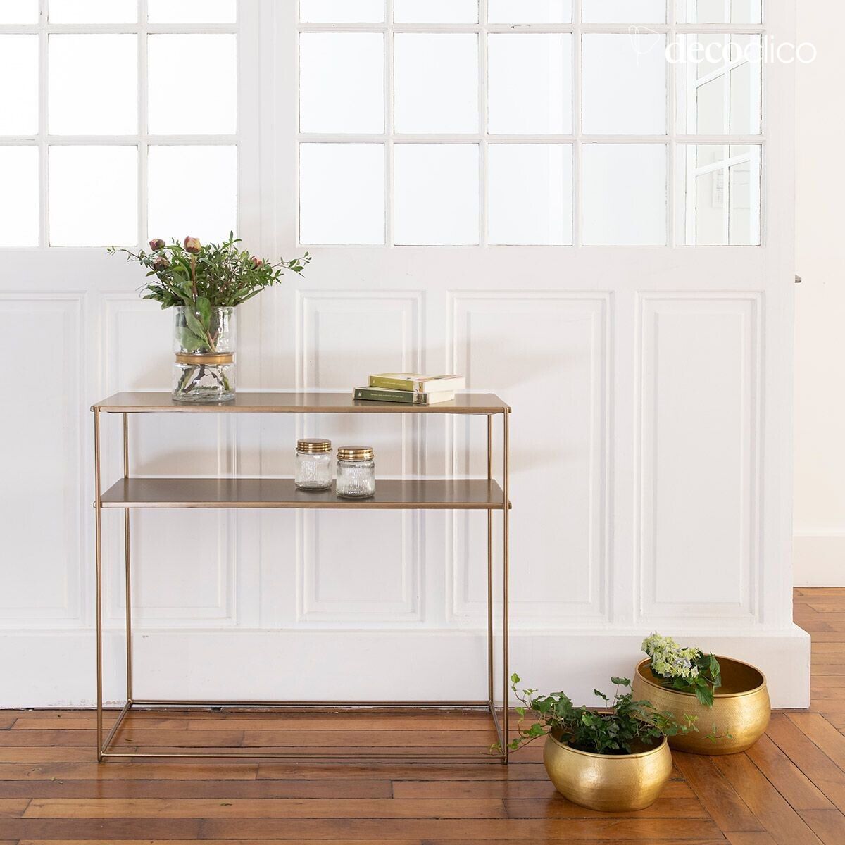 Messing metalen console met twee niveaus