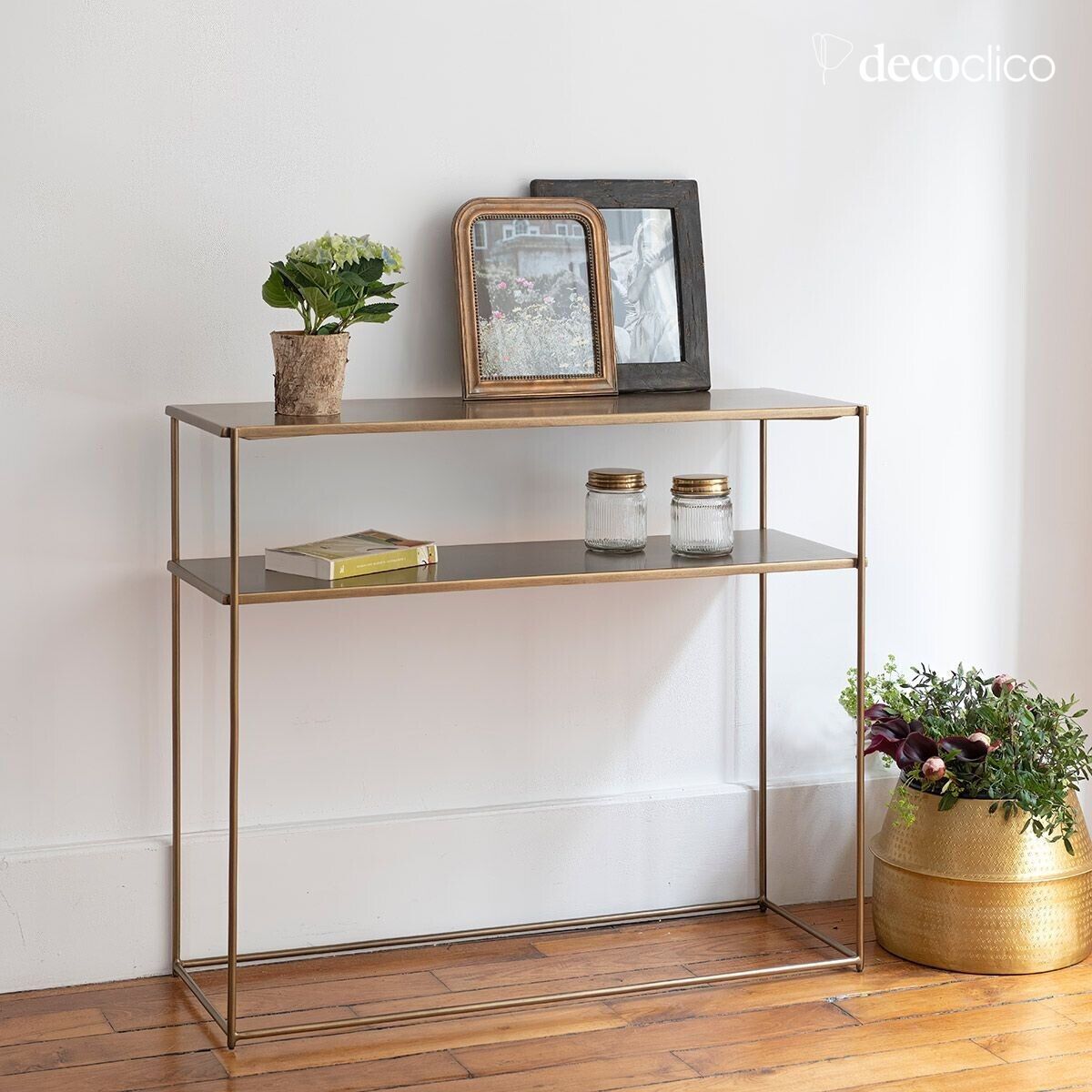 Messing metalen console met twee niveaus