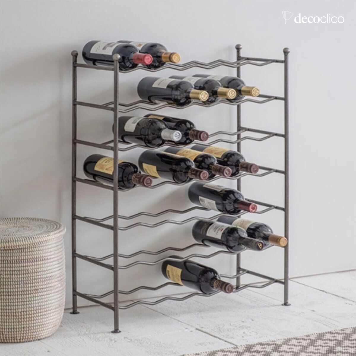 Metal bottle rack, 7 levels, 42 compartments