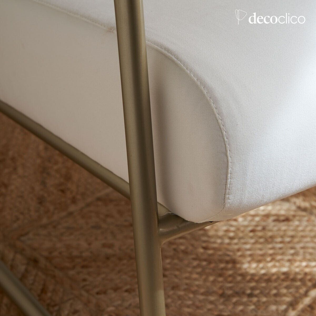 Metal chair with teak handles and vintage canvas