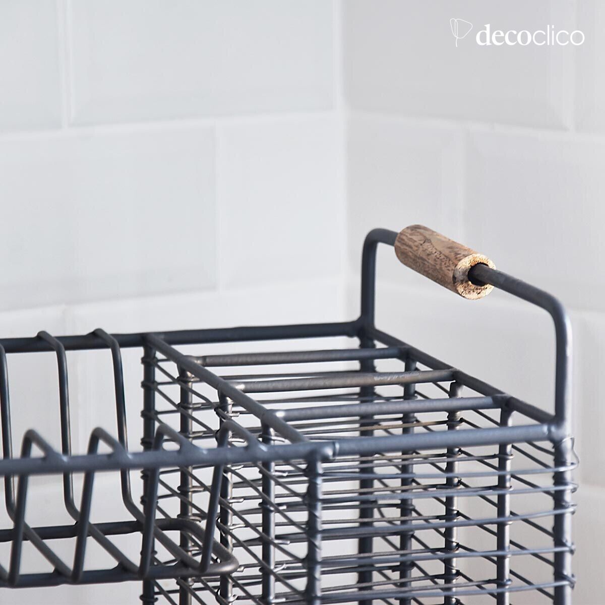 Metal dish rack with antique gray finish