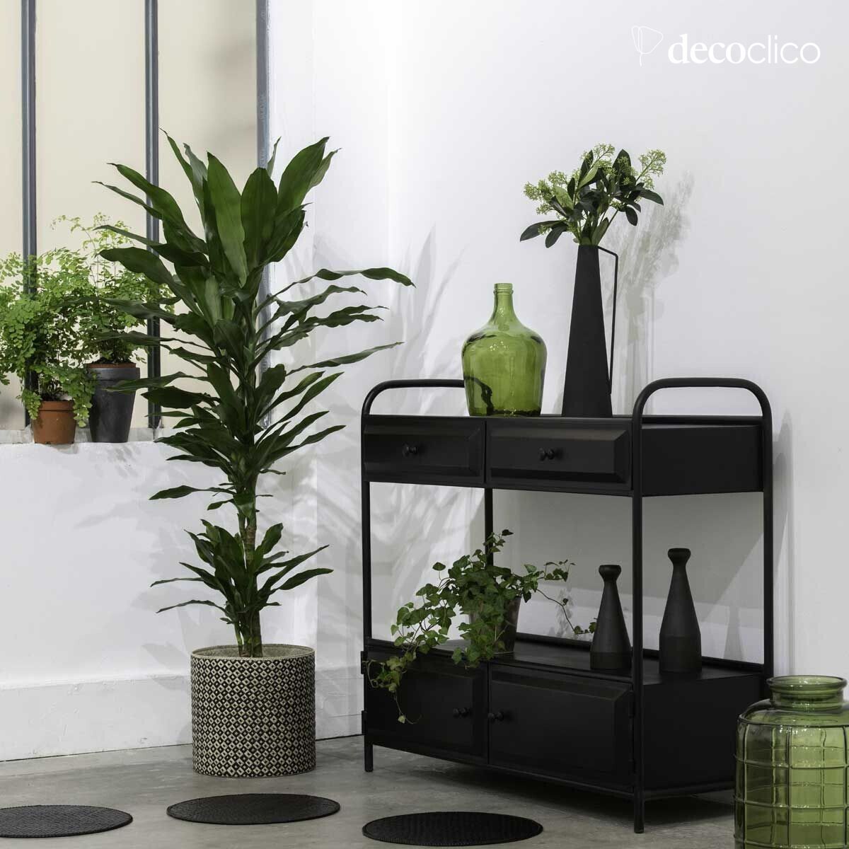 Metalen console met 4 laden, matzwart Bonnie