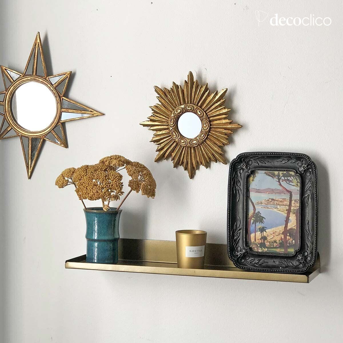 Metalen wandplank met messing afwerking Mira