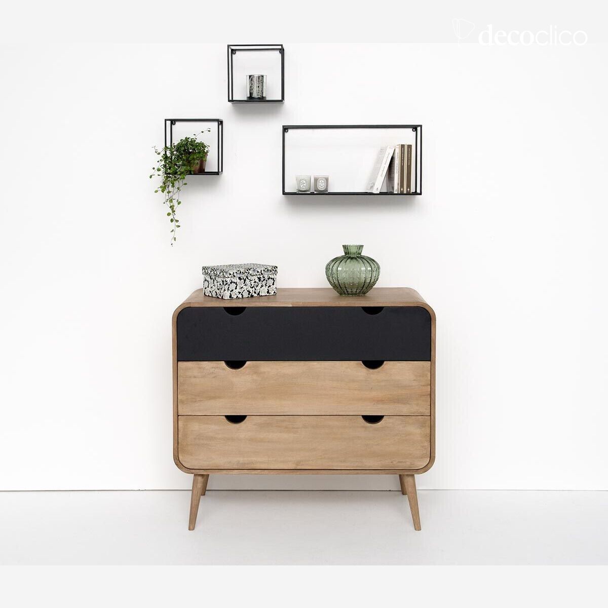 Metalen wandplank van matzwart draad (set van 3) Uptown