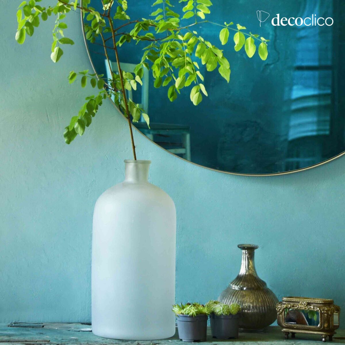 Milchflasche aus Mattglas in Flaschenform 46 x 20 cm Soline