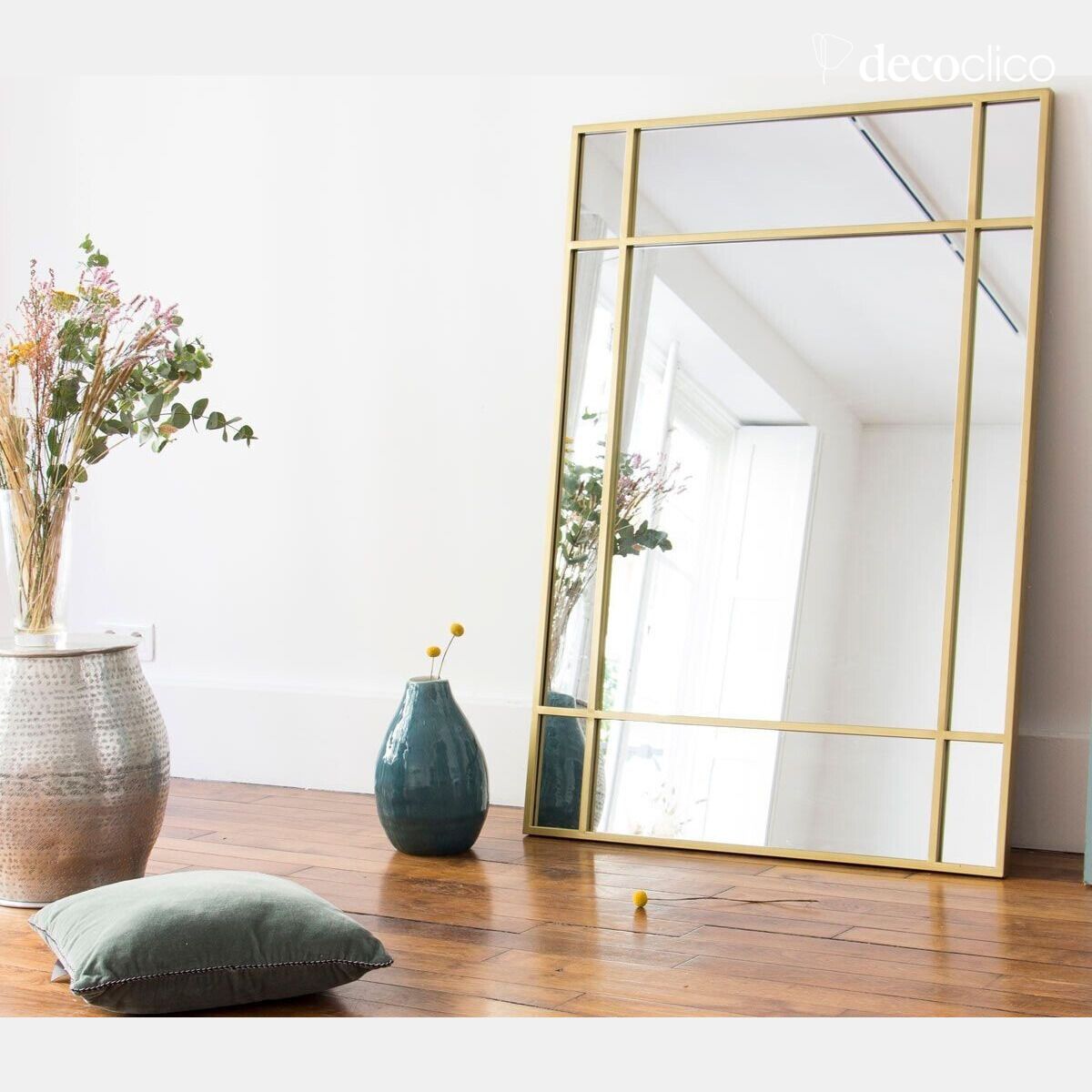 Miroir Art Déco en métal doré 130 x 90 cm Wallis