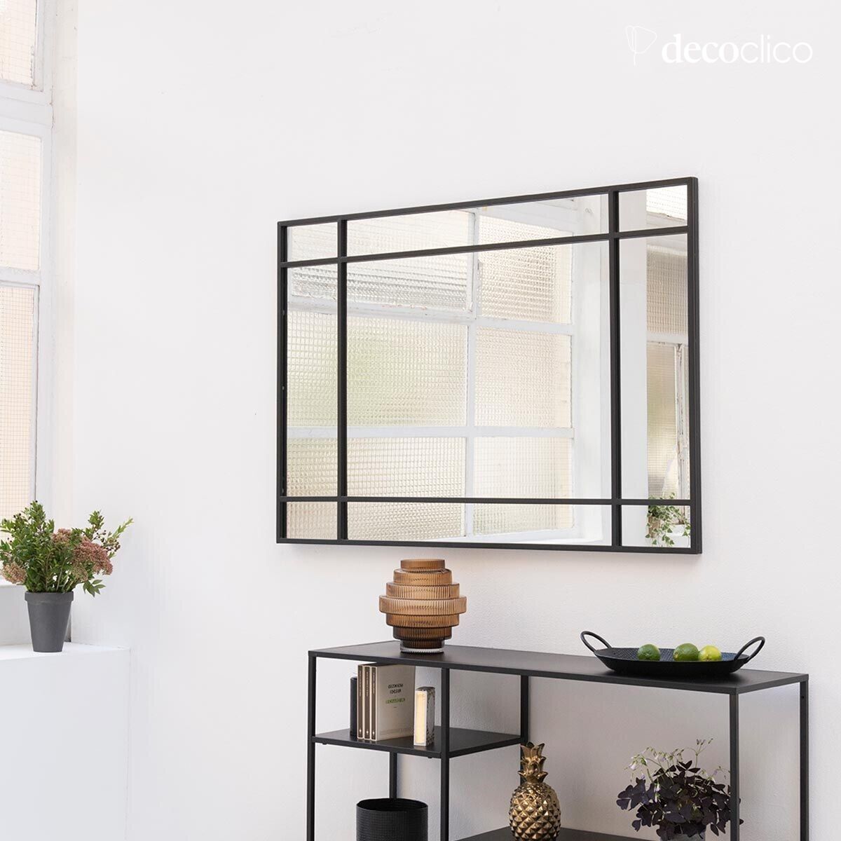 Miroir Art Déco en métal noir 130 x 90 cm Wallis