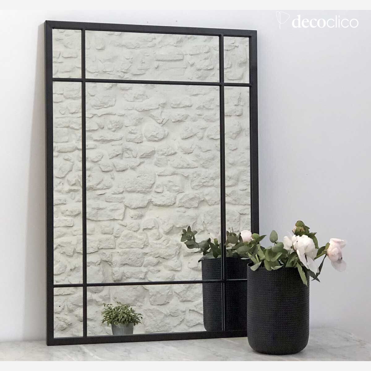Miroir Art Déco en métal noir 97 x 67 cm  Wallis