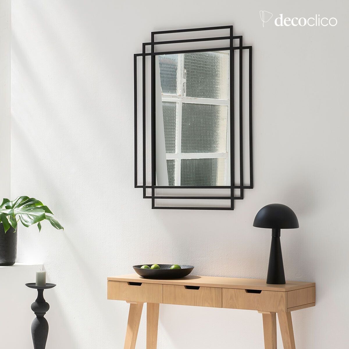 Miroir Art Déco rectangulaire en métal noir 101 x 76 cm Ginger