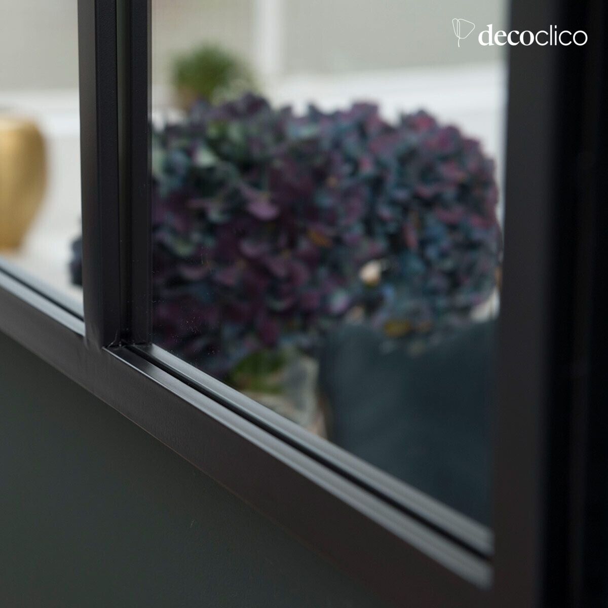 Miroir atelier verrière rectangulaire en métal noir 140 x 75 cm  Barney