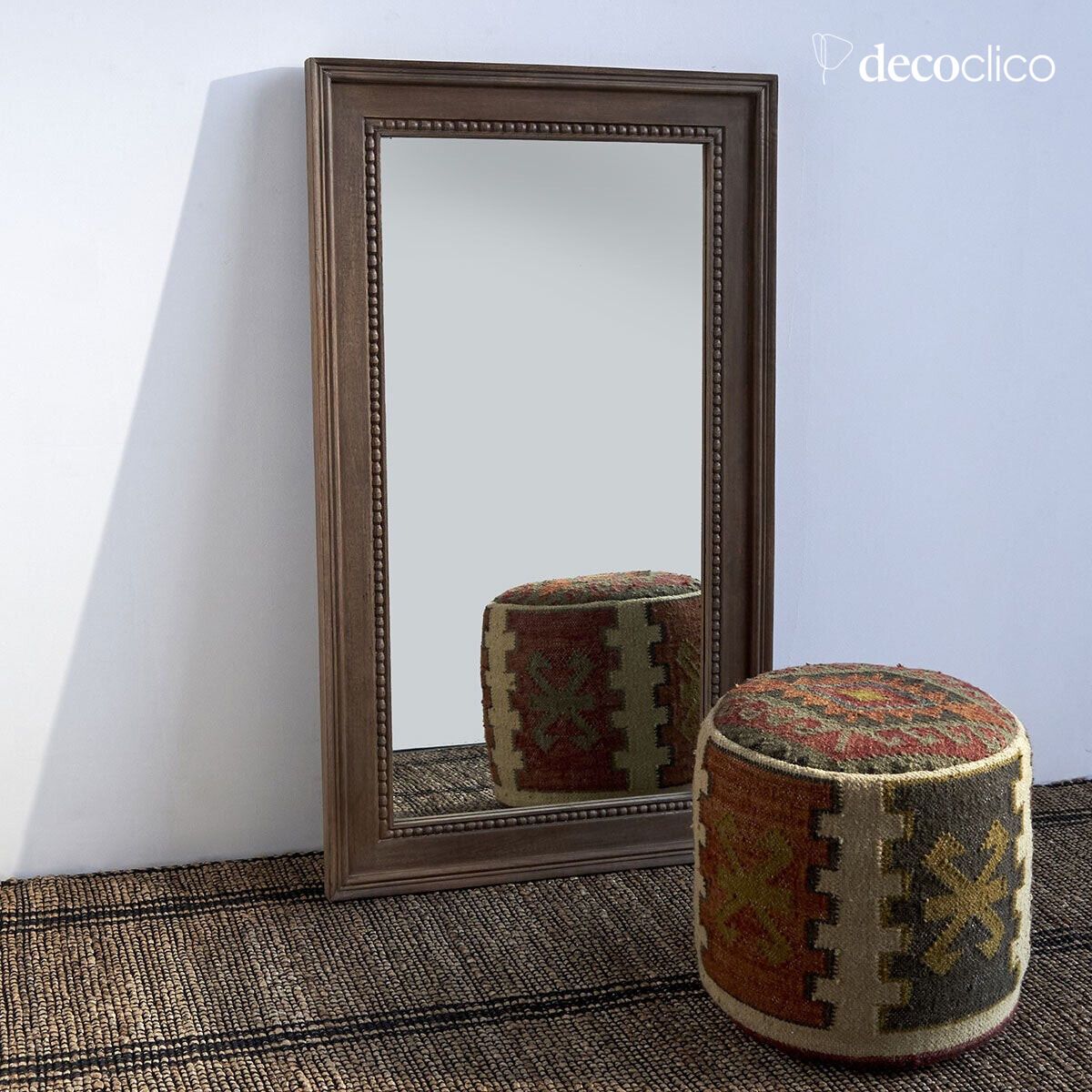 Miroir cadre bois de manguier vintage 70 x 120 cm