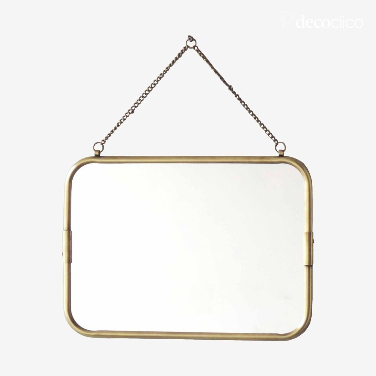 Miroir de barbier rectangulaire en laiton avec chaîne 39 x 29 cm Chaumont