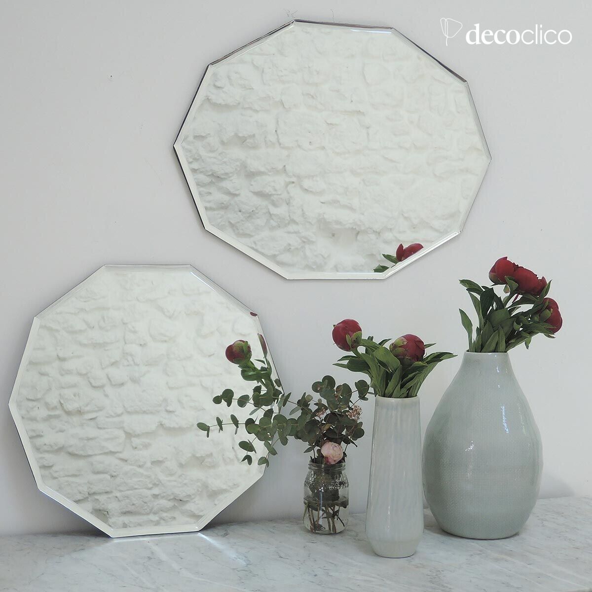 Miroir ovale décagonal biseauté Léonie 59 x 44 cm