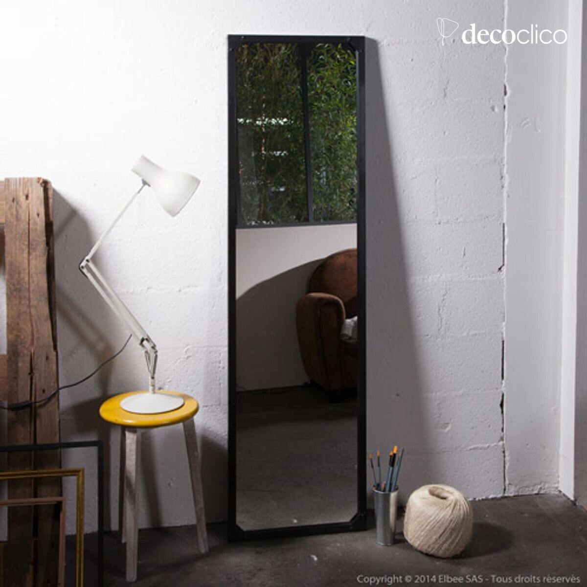 Miroir psyché rectangulaire en métal noir 46 x 165 cm  Bricklane