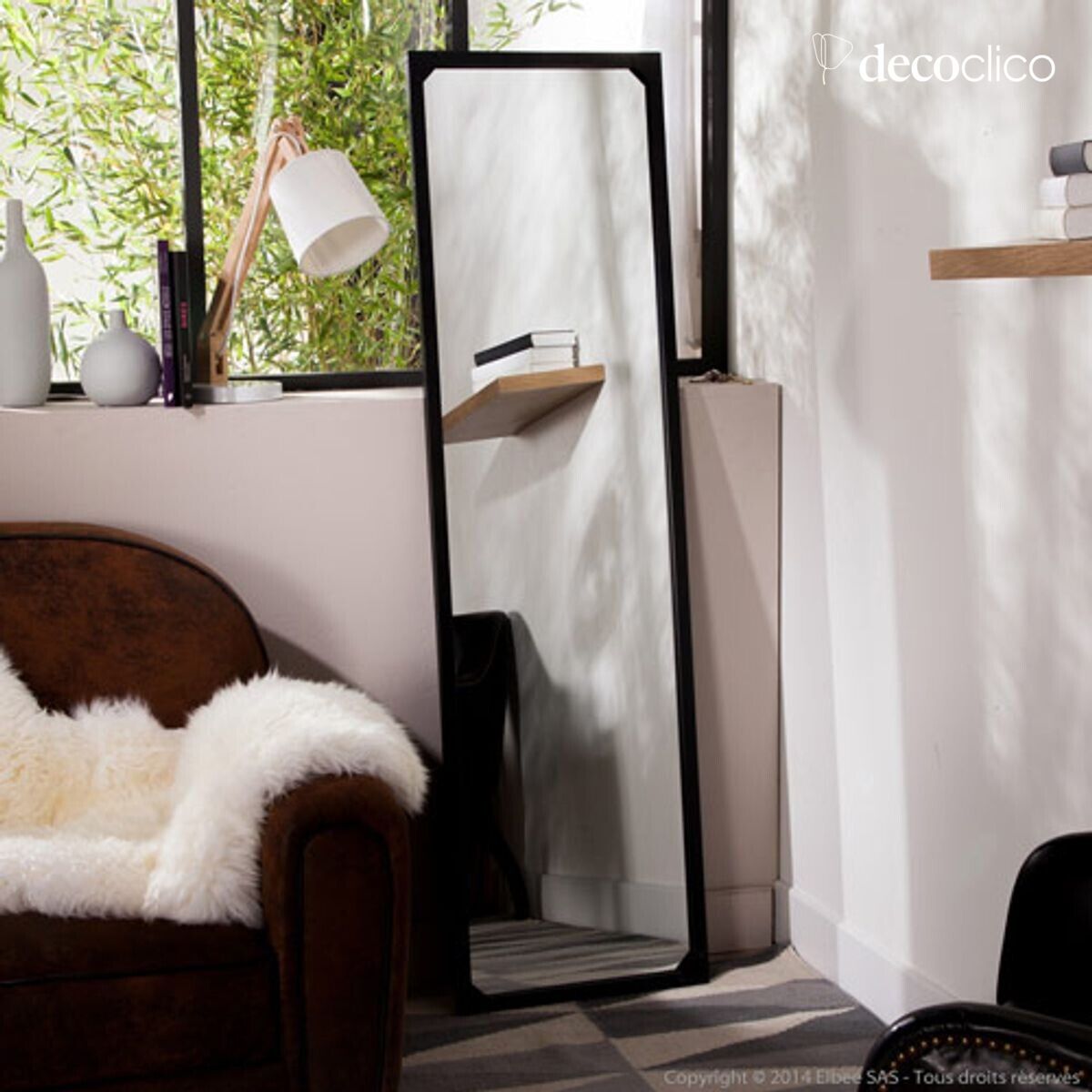 Miroir psyché rectangulaire en métal noir 46 x 165 cm  Bricklane