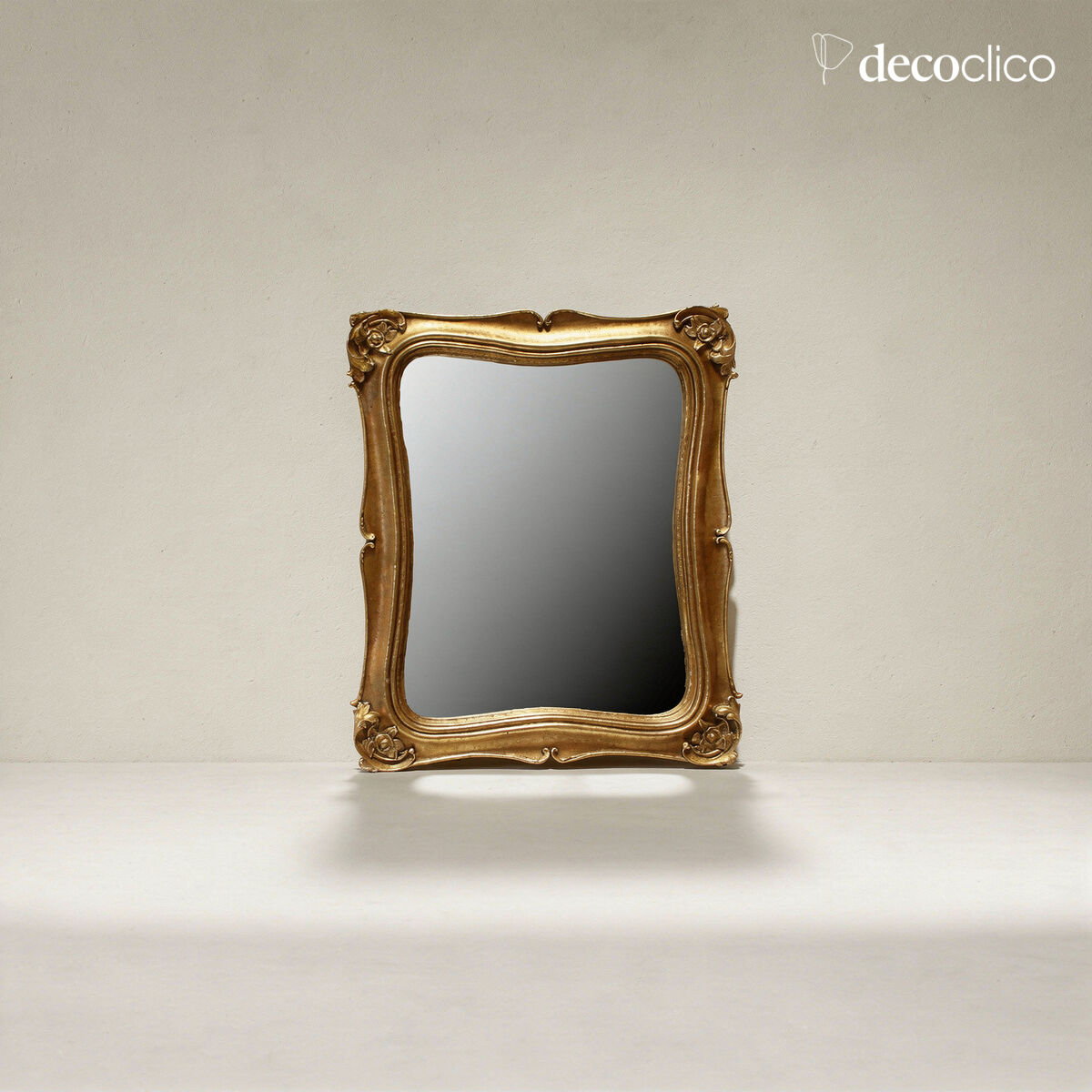 Miroir rectangulaire baroque contour esprit tableau doré mat