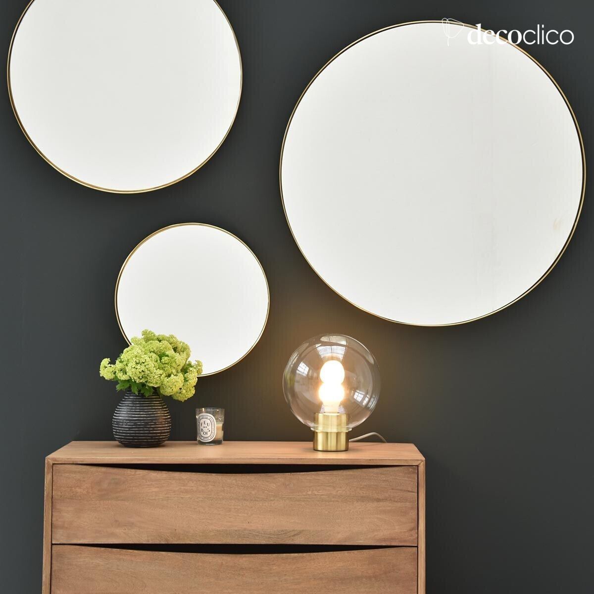 Miroir rond en laiton 80 cm  Murat
