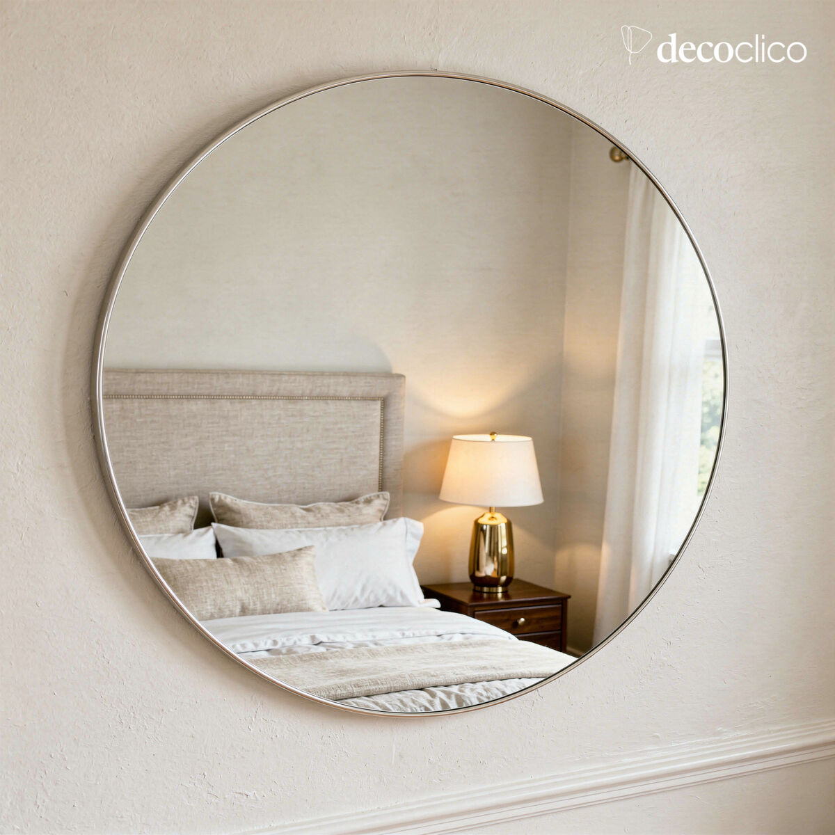 Miroir rond en laiton argenté 100 cm Murat