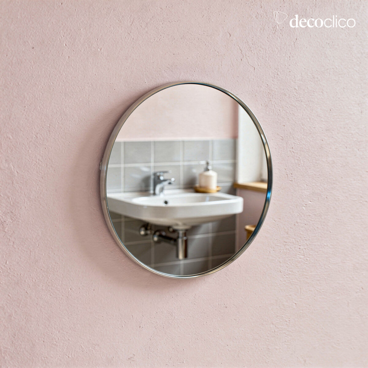 Miroir rond en laiton argenté 40 cm Murat