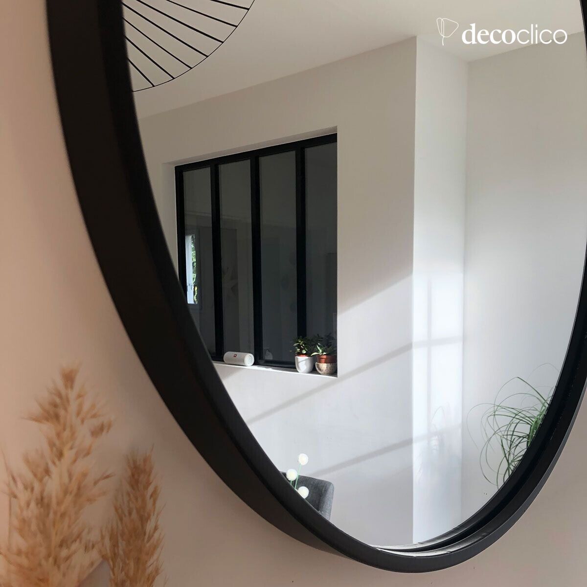 Miroir rond en métal noir 100 cm Soho