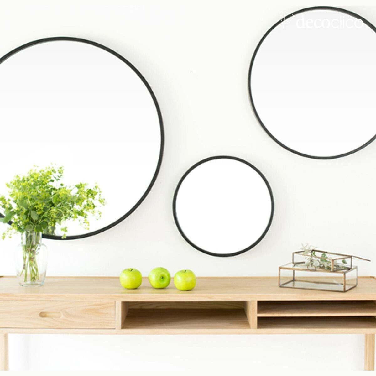 Miroir rond en métal noir 40 cm  Soho