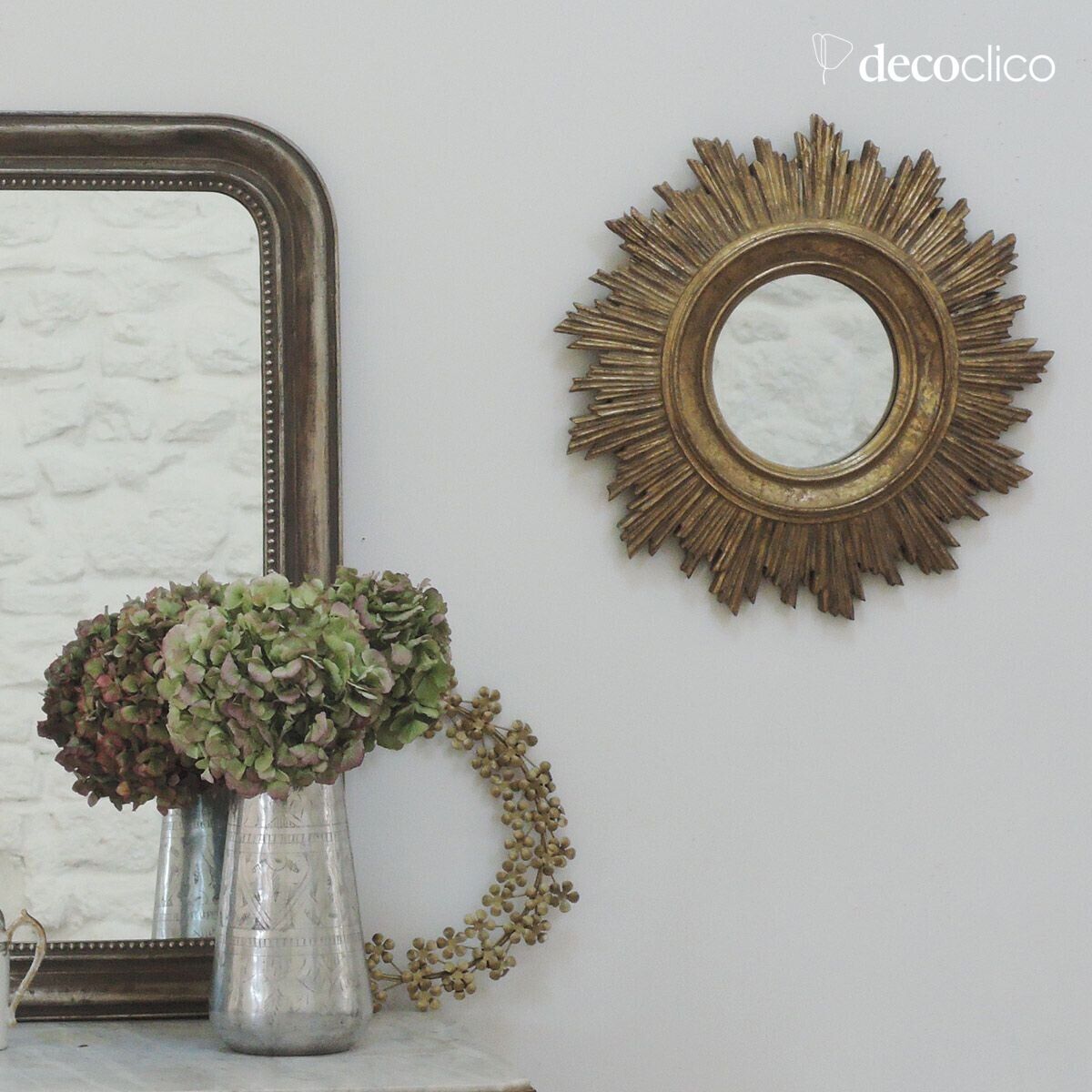 Miroir soleil style baroque doré 45 cm  Manderley