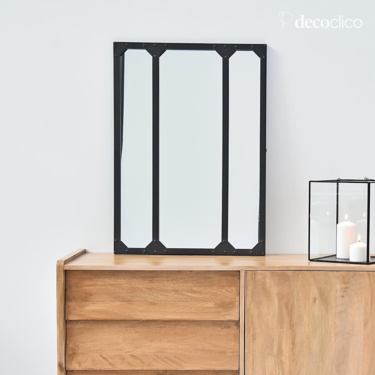 Miroir verrière atelier en métal rectangulaire noir 60 x 83 cm  Bricklane