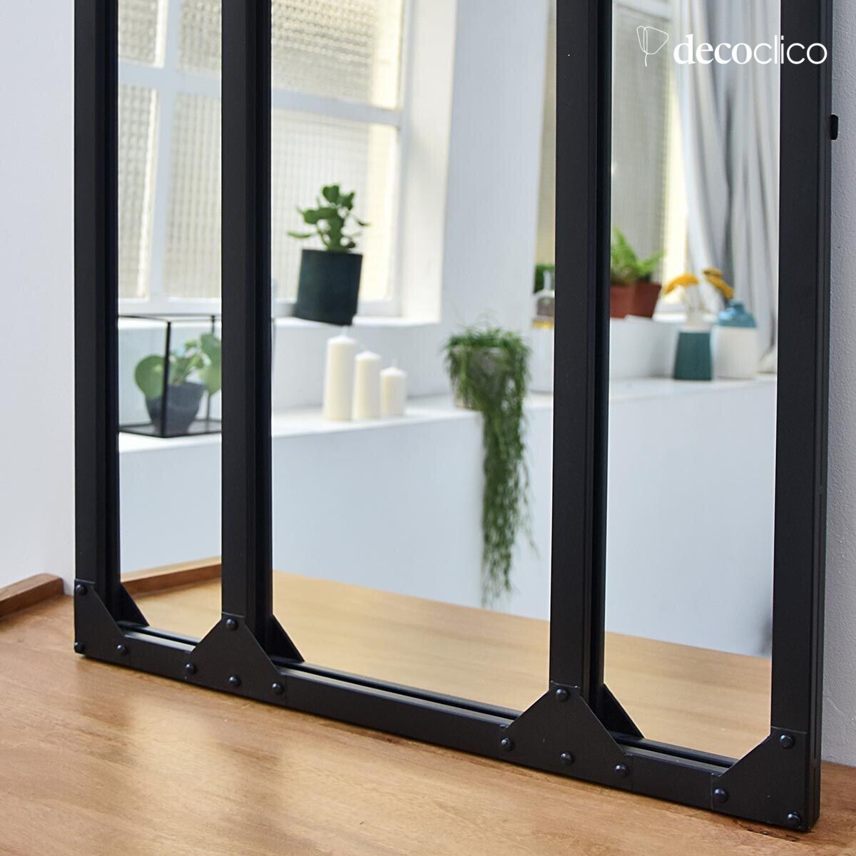 Miroir verrière atelier en métal rectangulaire noir 60 x 83 cm  Bricklane