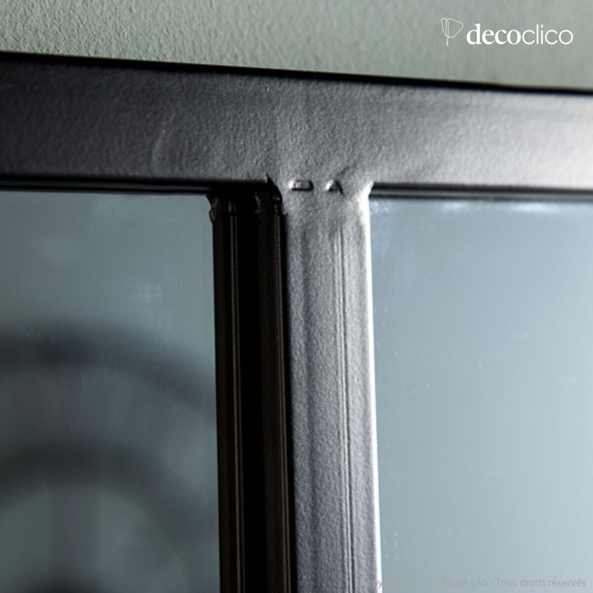 Mirror, black metal rectangular glass workshop 140 x 75 cm  Barney