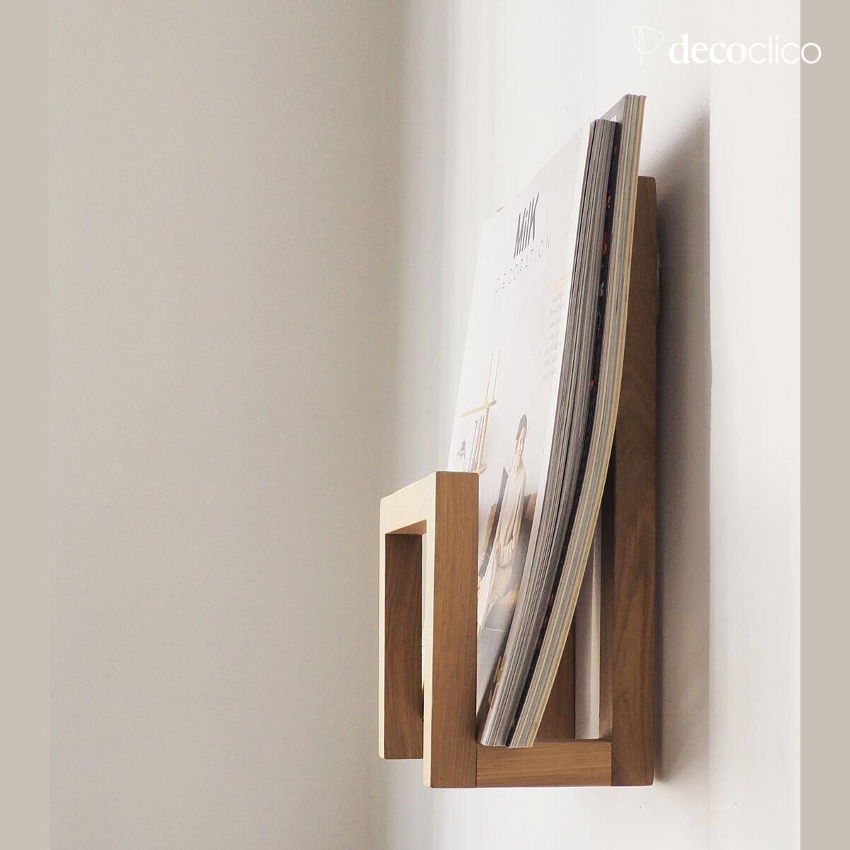 Mood Arne natural solid oak wall-mounted magazine rack Lykke