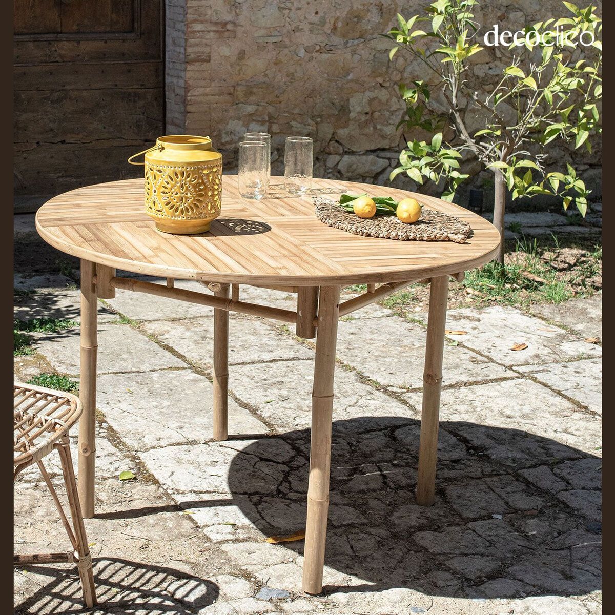 Mosterd geëmailleerde metalen kaarslantaarn met handvat Polka