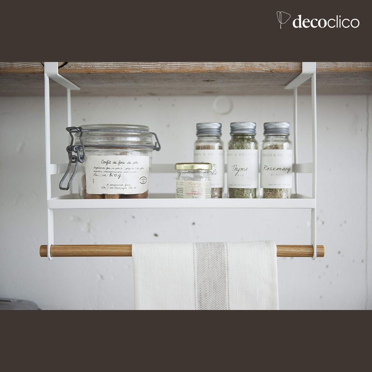 Mueble de cocina en acero blanco y fresno natural Tosca