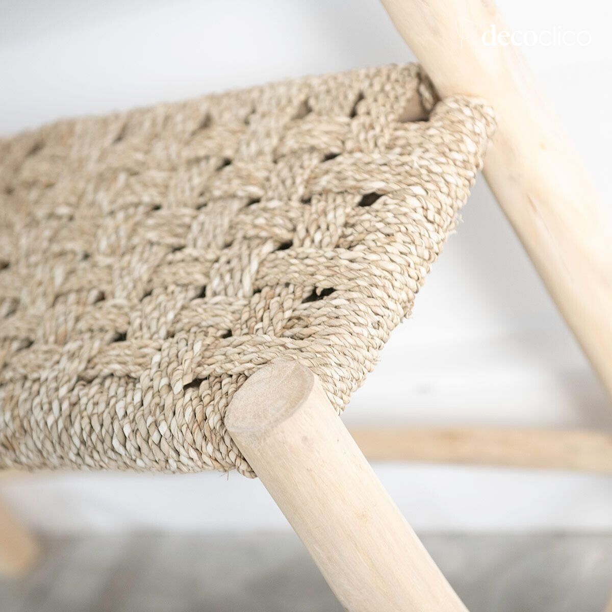 Mueble de entrada de madera de teca y junco de mar Pepper