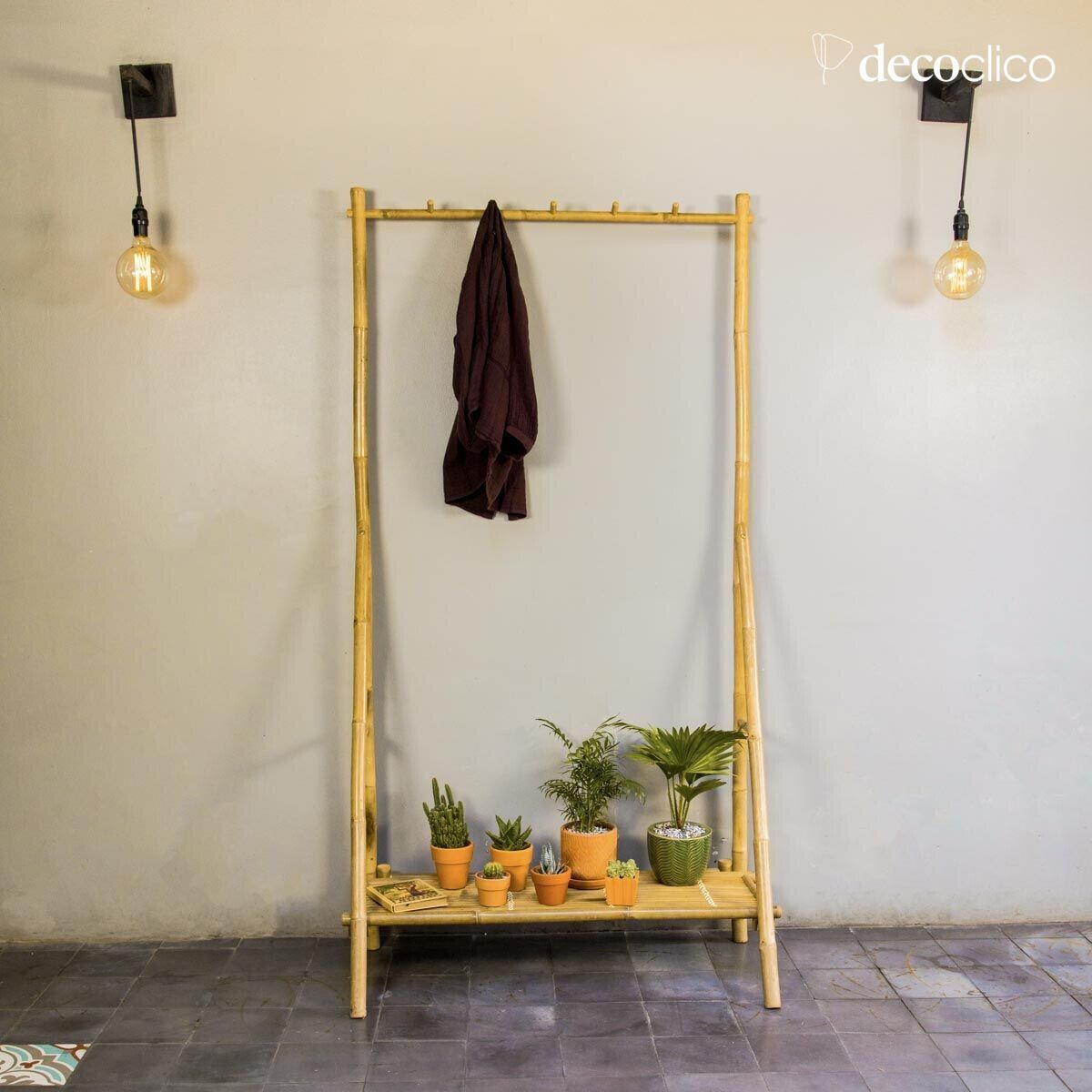 Mueble de entrada, perchero, armario, de bambú natural Taman