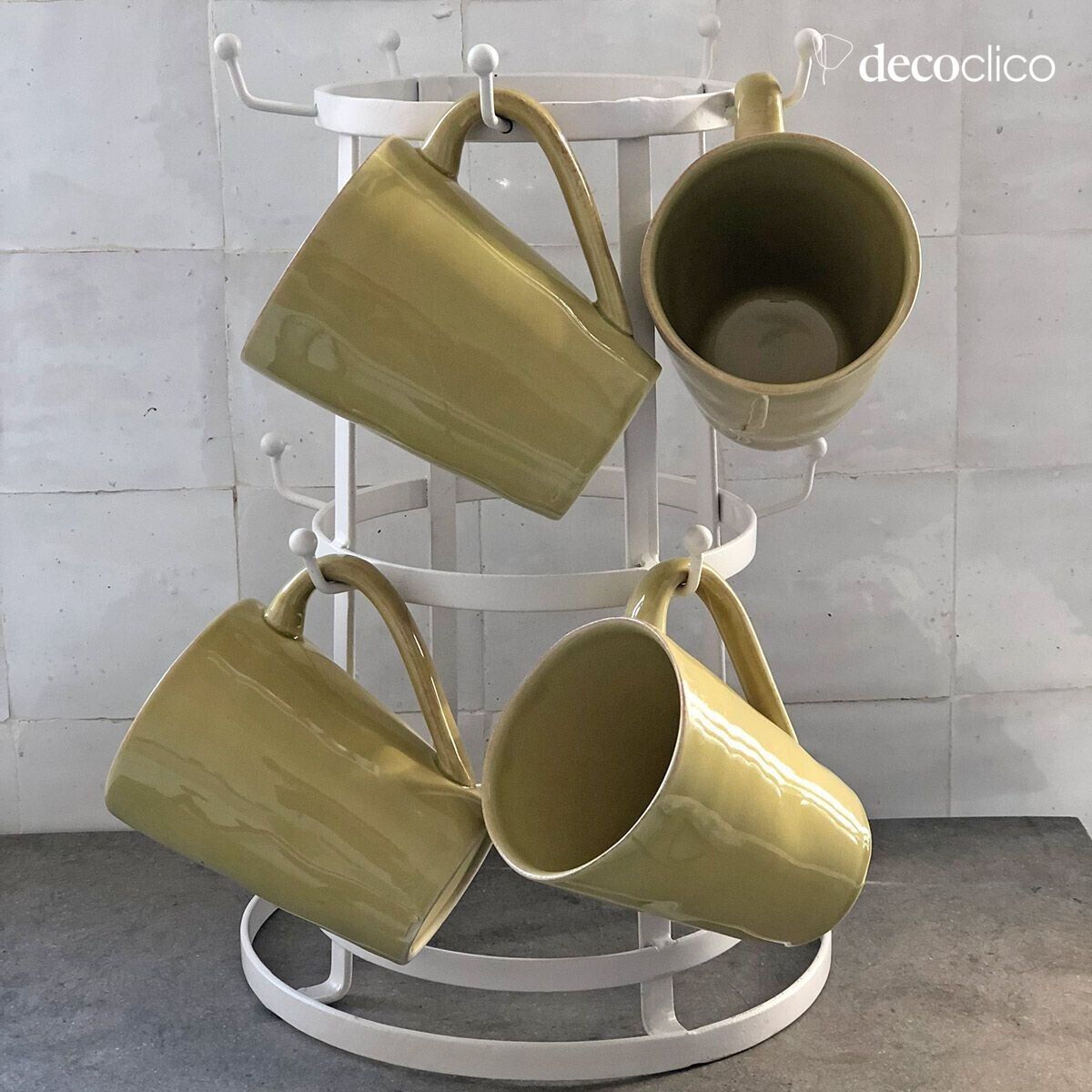 Mug tree / cup holder with 10 branches in matt white metal