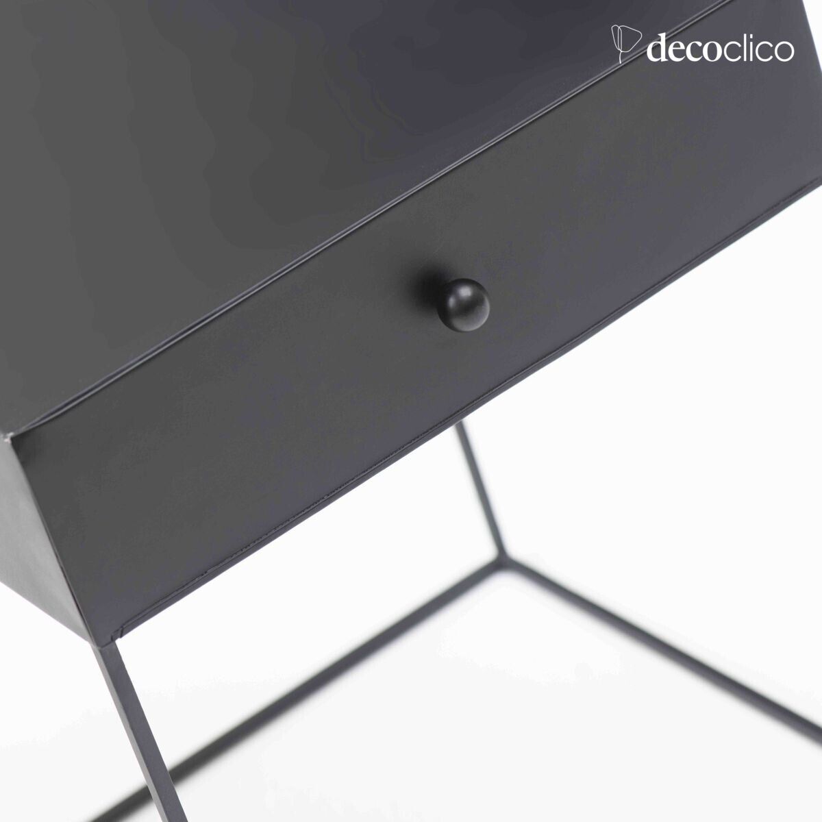 Nachttisch aus mattschwarzem Metall 1 Schublade Douglas