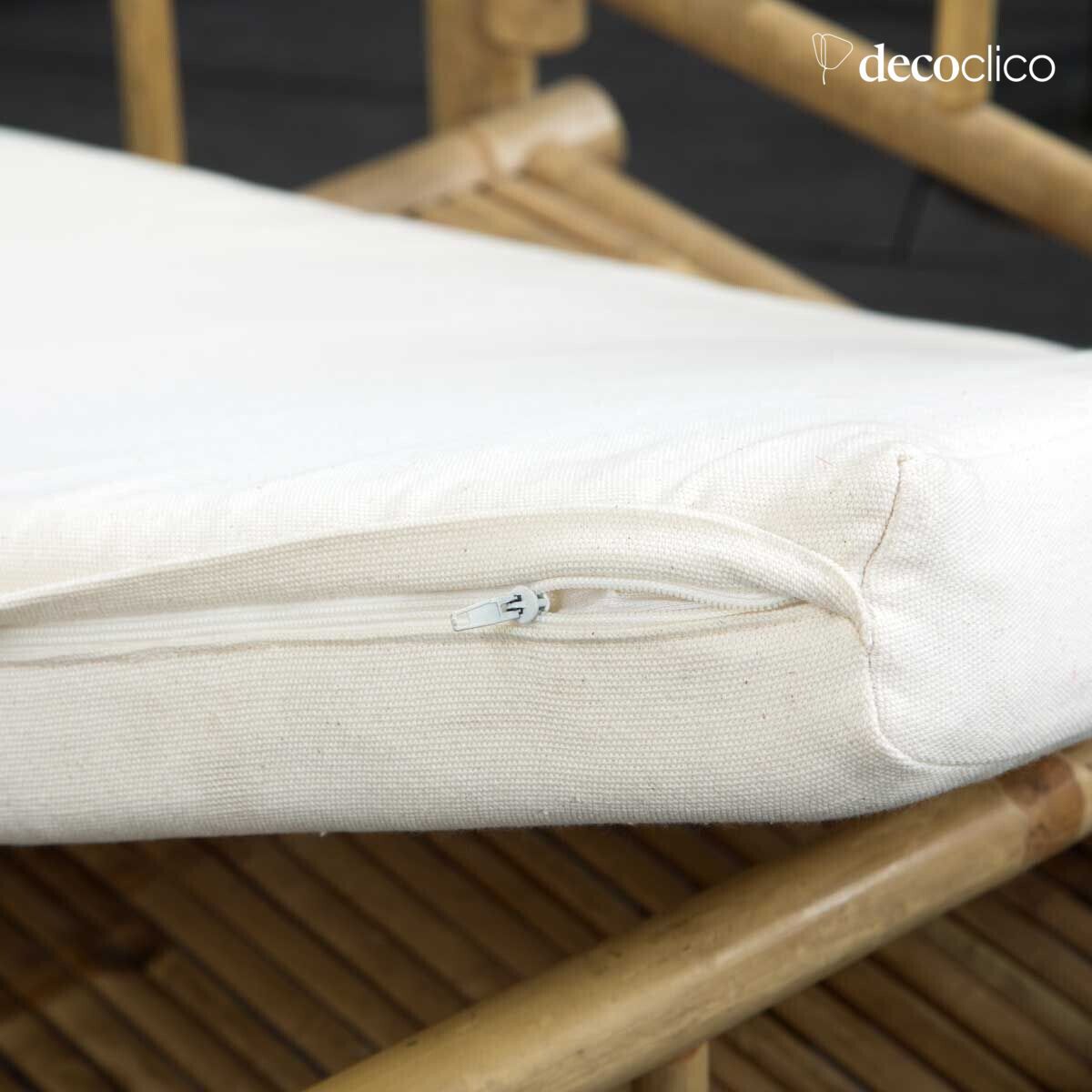 Natural bamboo garden chair with ecru canvas cotton cushion Taman