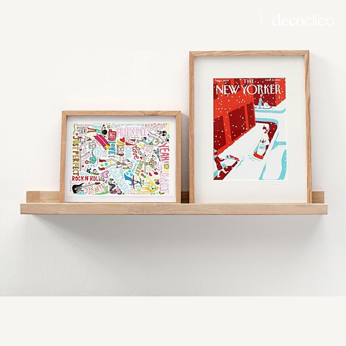 Natural FSC oak picture frame shelf 80 cm Mood