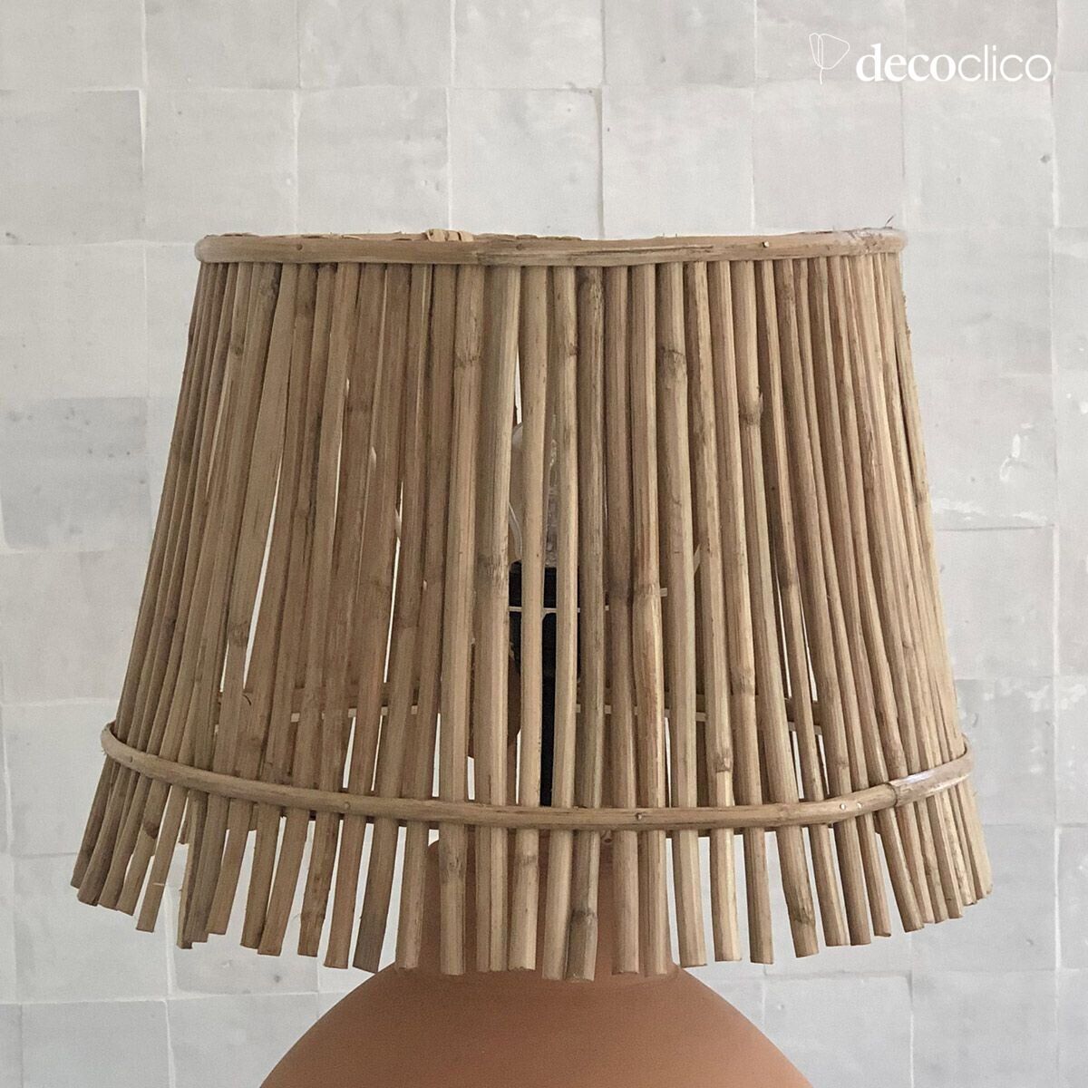 Natural rattan lampshade and white metal frame