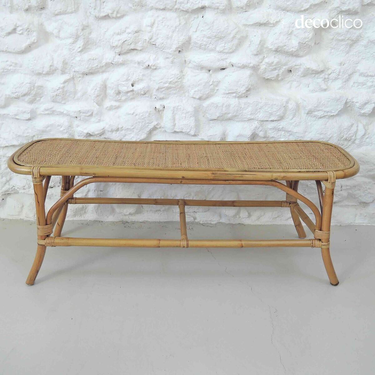 Natuurgeweven rotan bedbank met afgeronde hoeken Pavone