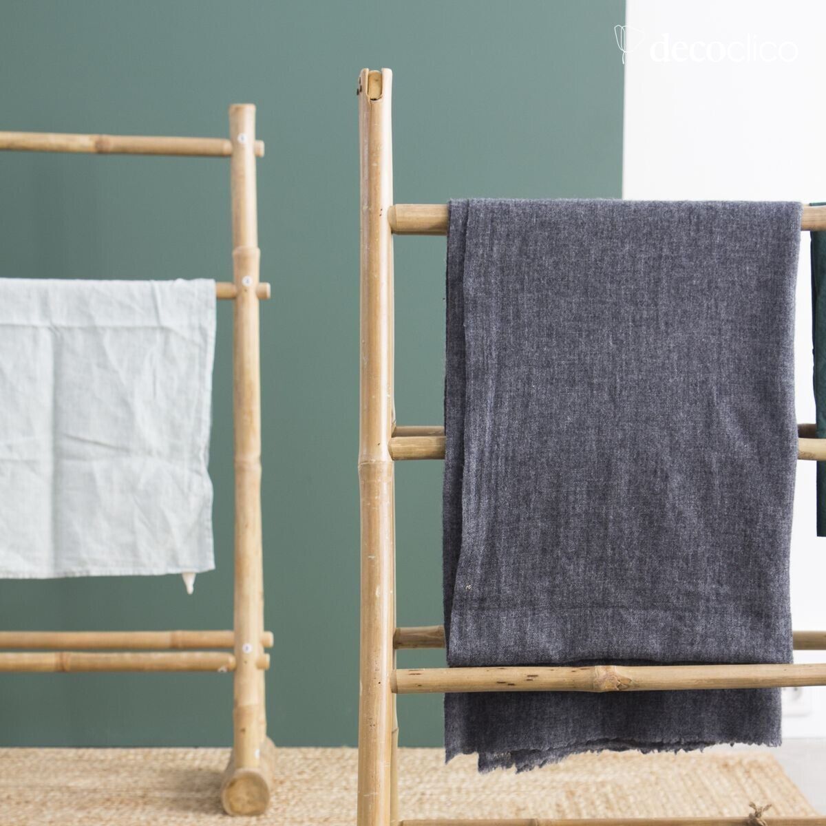 Natuurlijk bamboe handdoekenrek met dubbele ladder Taman