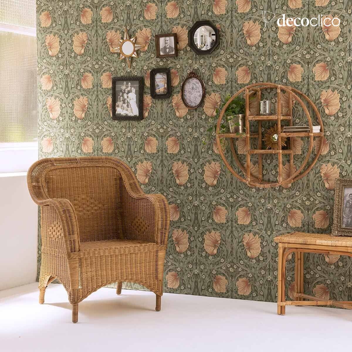 Natuurlijke rotan fauteuil met armleuningen en geweven zitting Cabourg