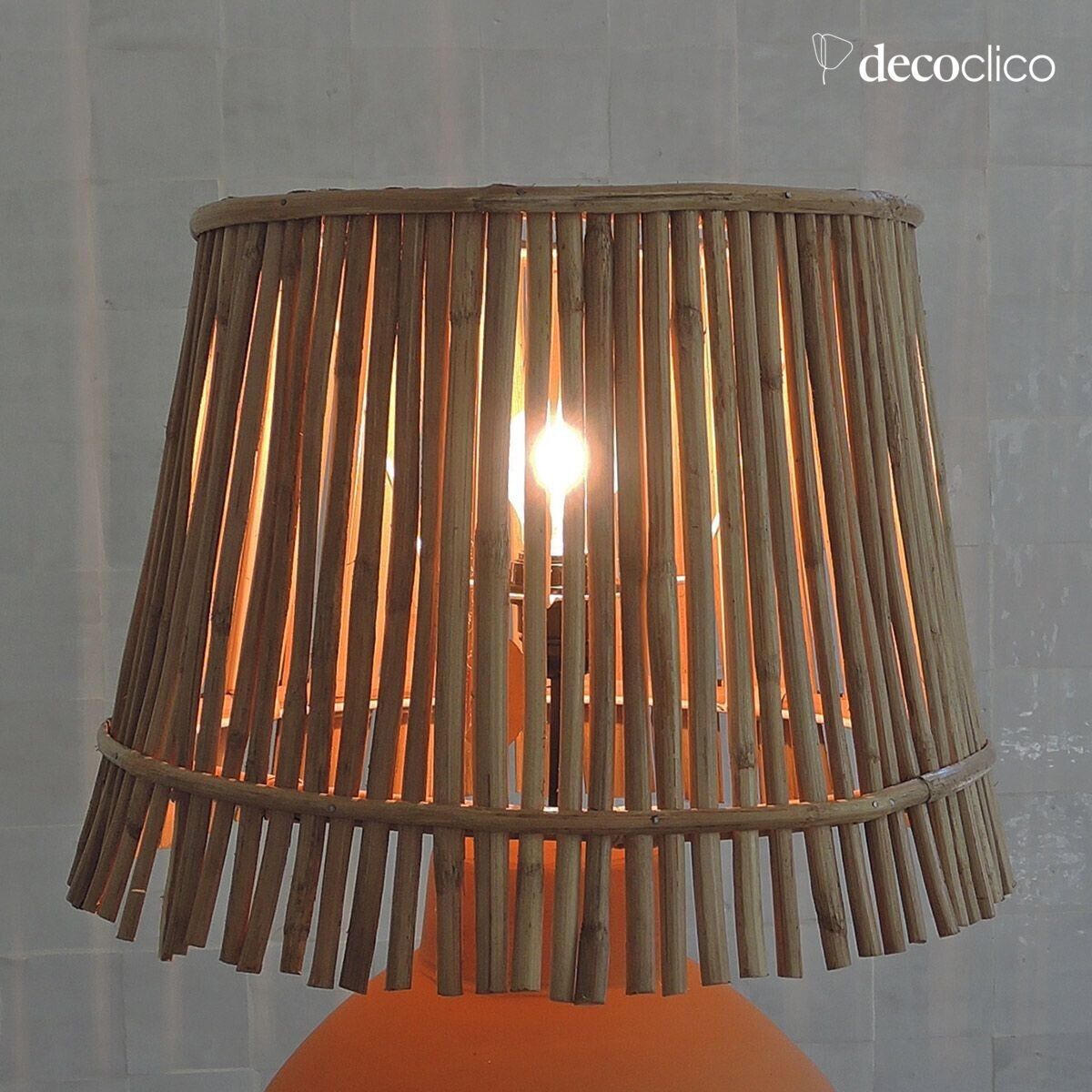 Natuurlijke rotan kap en wit metalen frame